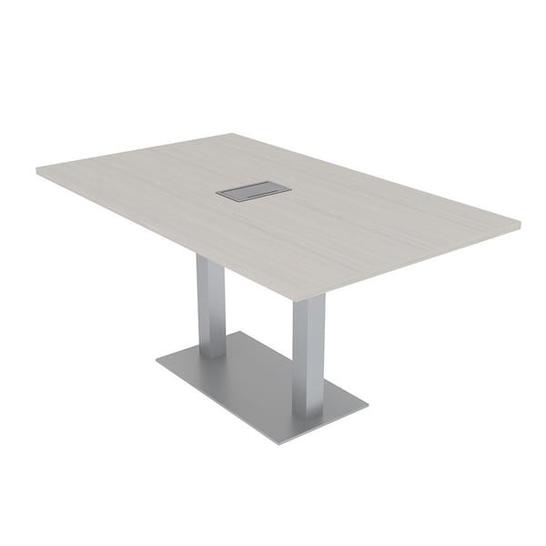35.5 in W, 59.5 in L, 29 in H, Engineered Wood Top, Ivory